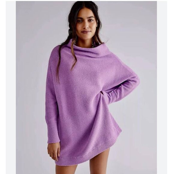 FREE PEOPLE MOVEMENT Ottoman Slouchy Lilac Bouquet‎ Tunic Sweater Size XS - Picture 1 of 12